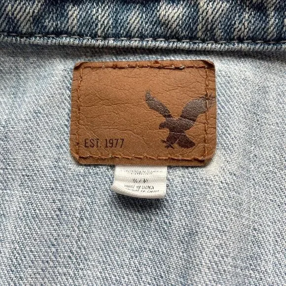 American Eagle Destroyed Denim Jean Jacket - Size: Small - Picture 4 of 9